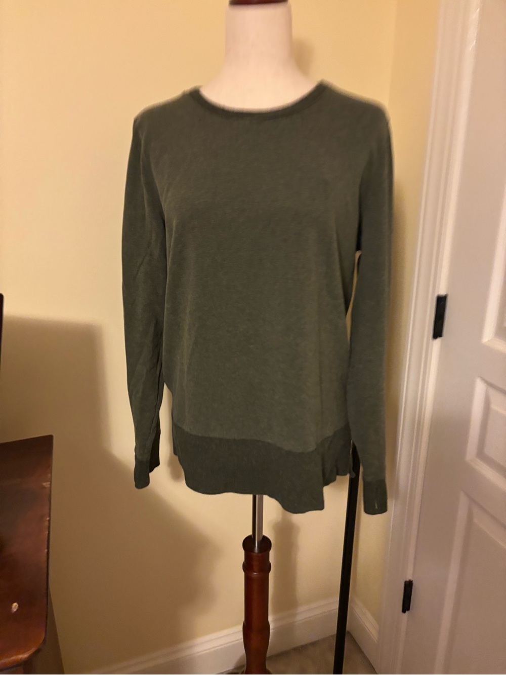 L.L. Bean Olive Green Lightweight Crewneck Sweatshirt